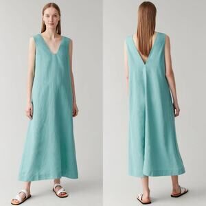 COS Maxi Dress Womens Size 6 Linen Sustainable Minimalist Coastal Vacation Lagom